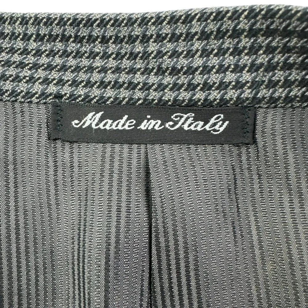 Pal Zileri Gray & Black Houndstooth Wool 3 Button Blazer Mens Size 42L‎